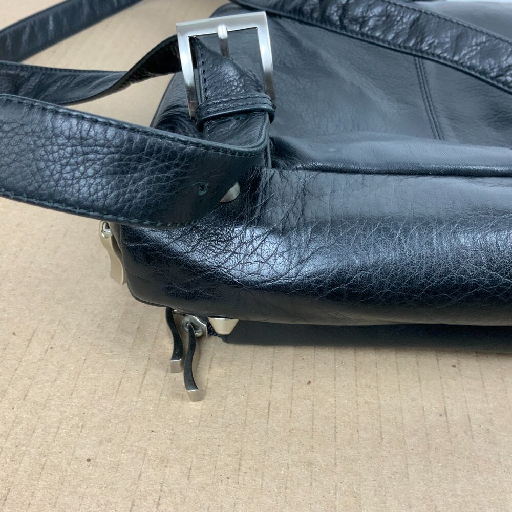 Genuine Leather Medium Black Backpack Organizer Business Travel - Picture 16 of 16